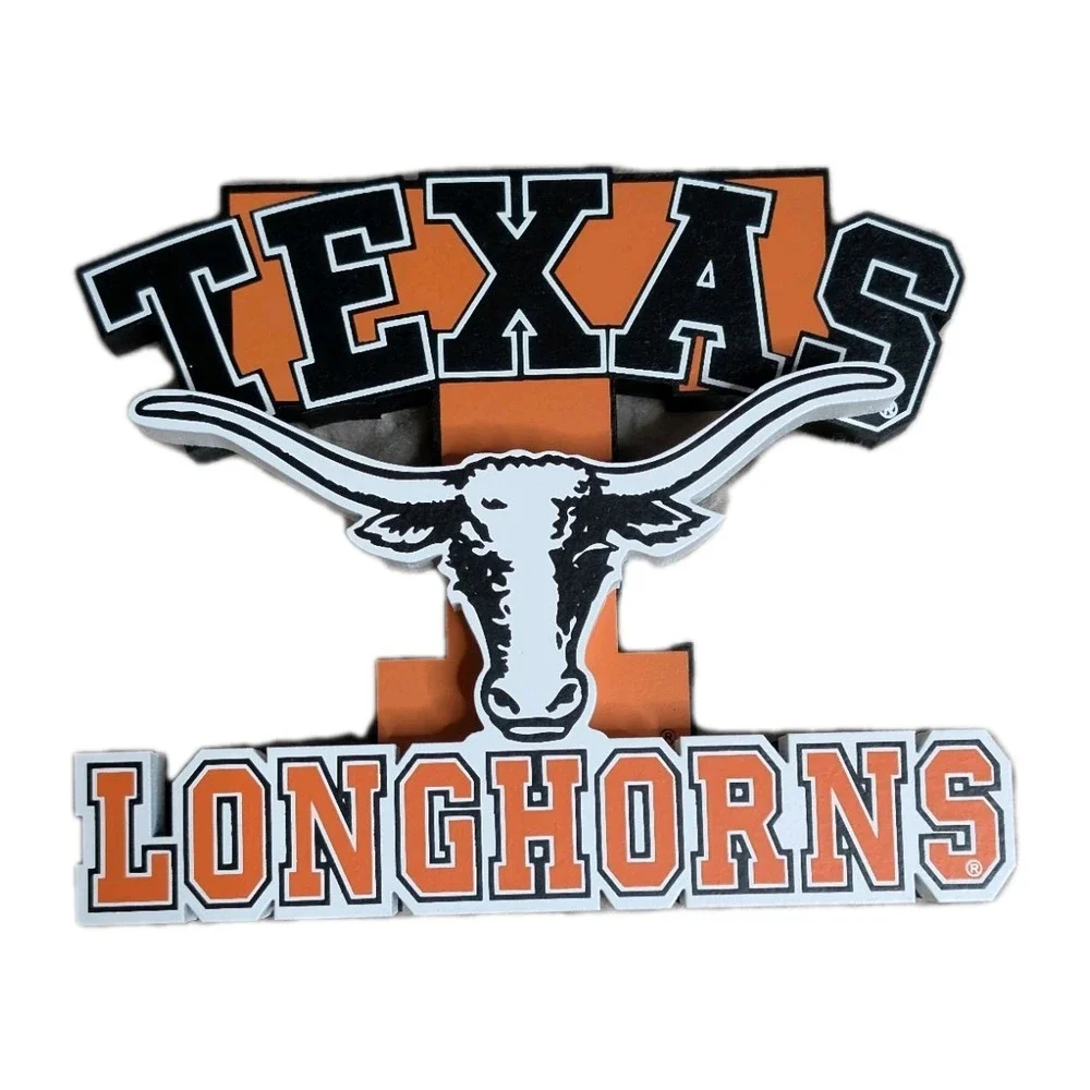 Vintage Texas Longhorns Desk Table Top Shelf Decor 2000